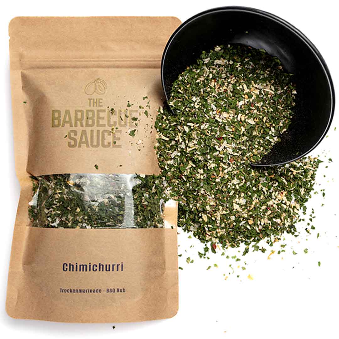 Authentische Chimichurri Gewürzmischung für Grillgerichte, ideal zum Marinieren und Dippen von Fleisch, Fisch und Gemüse. Einzigartige Mischung aus Knoblauch, grünen Pfeffer und Kräutern.