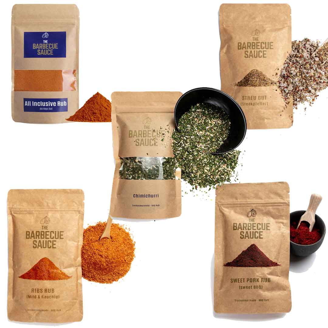 Probierset 5 x 100g Rubs & Gewürze – The Barbecue Sauce auf Pflaumenbasis