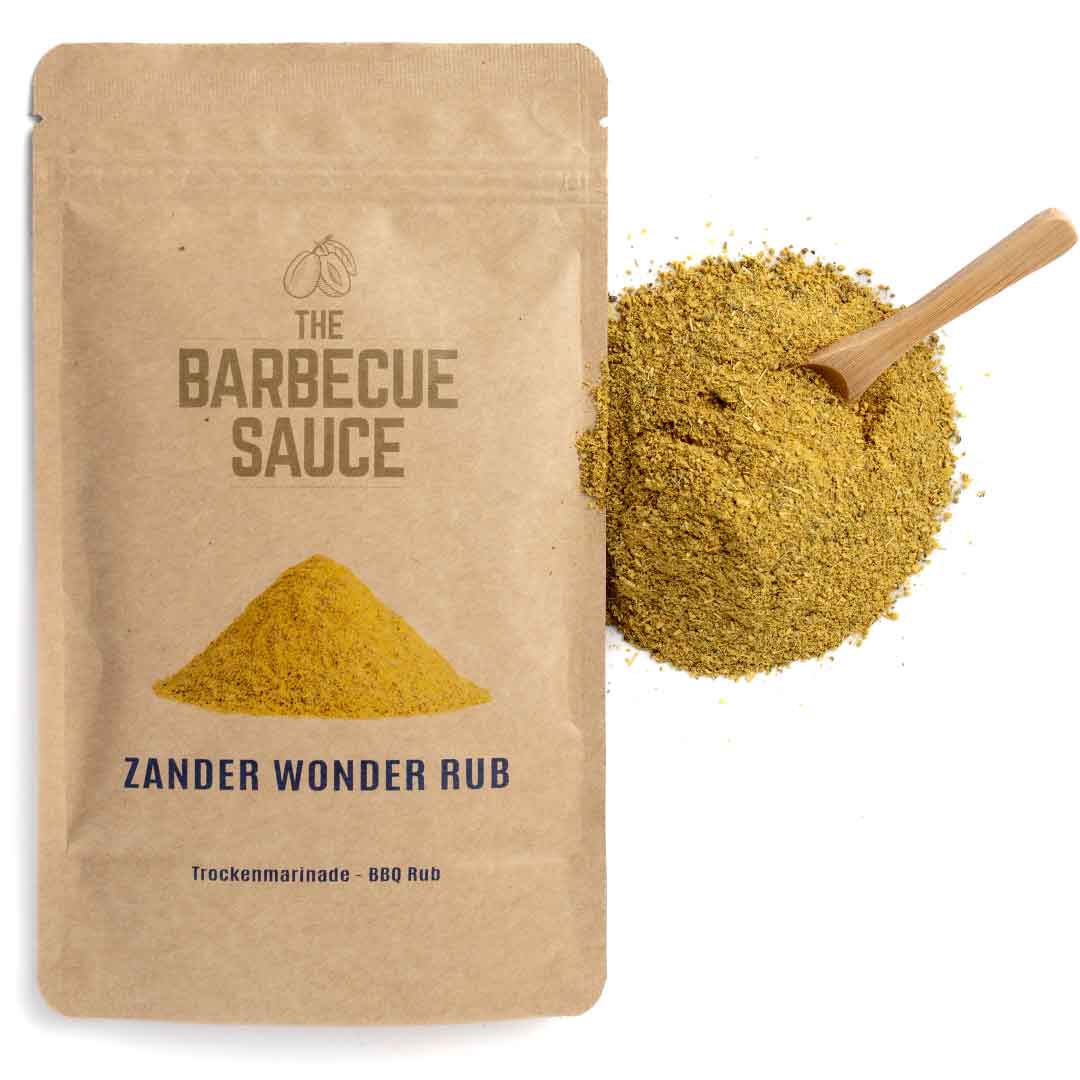 Zander gewürzt mit Zander Gewürzmischung auf einem Grill, perfekt gewürzt für eine delikate und aromatische Mahlzeit