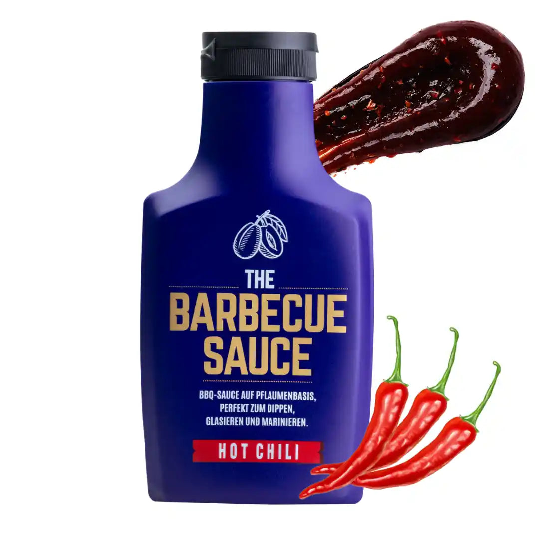 Hot Chili BBQ Grillsauce auf Pflaumenbasis mit kräftiger Chili-Schärfe für Burger, Ribs und scharfes BBQ