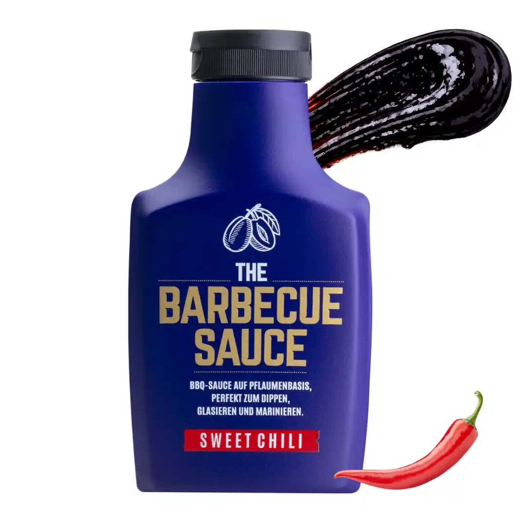 Sweet Chili BBQ Grillsauce auf Pflaumenbasis als Dip Glasur und Marinade für Burger, Ribs und Pulles Pork